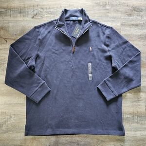 Polo Ralph Lauren Navy Blue Estate Ribbed Quarter-Zip Pullover Sweater